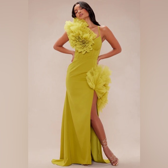 Fashion Nova Dresses & Skirts - Sarafina Ruffle Maxi Dress - Chartreuse - size 2X